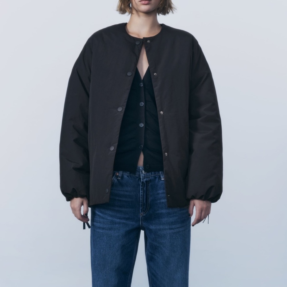 ZW COLLECTION QUILTED WATER RESISTANT JACKET NAVY BLUE